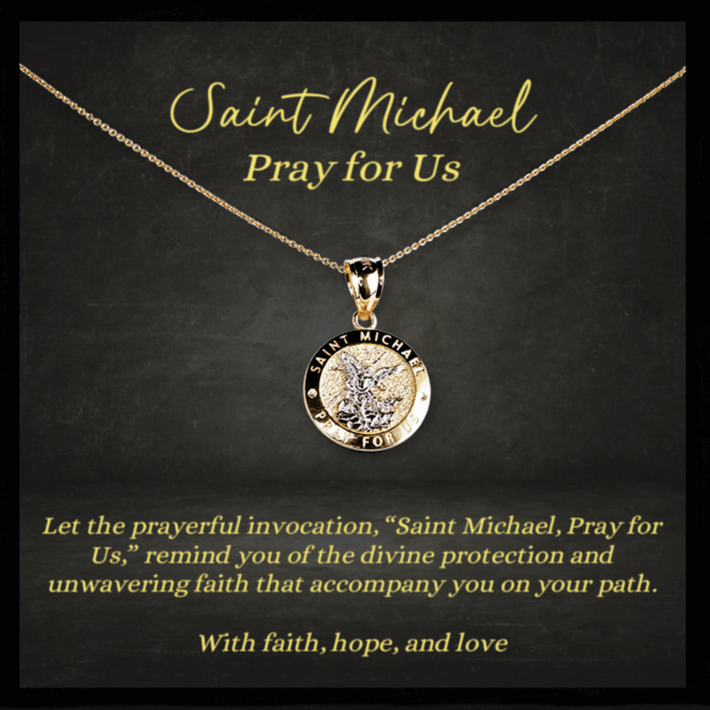 10K Gold Saint Michael Archangel Protection Necklace