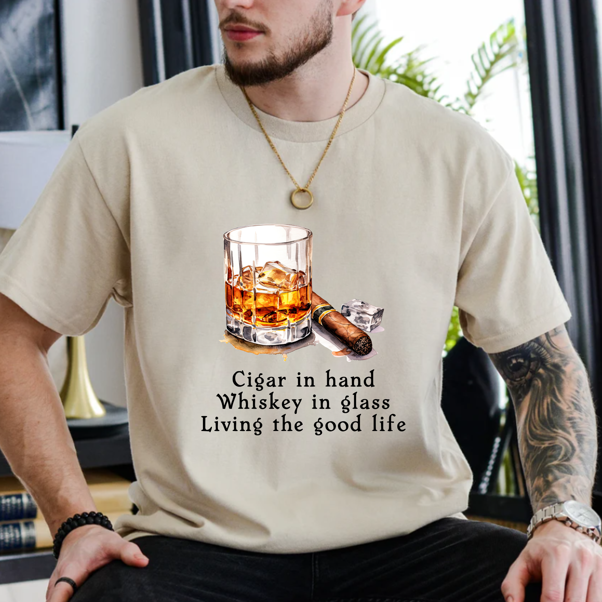 Cigar And Whisky T-Shirt - For the Cigar Lover