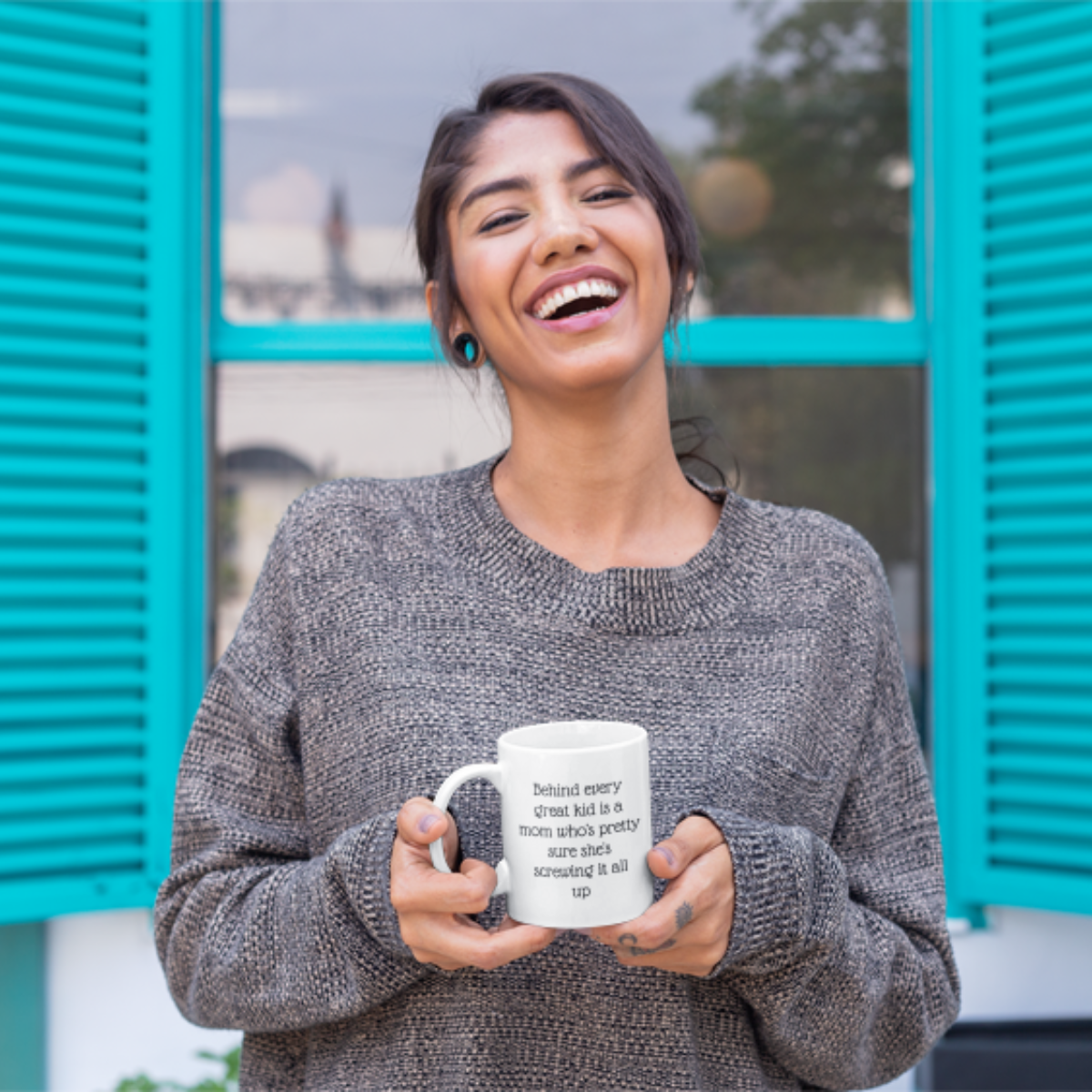 Behind Every Great Kid Is A Mom - Coffee Mug