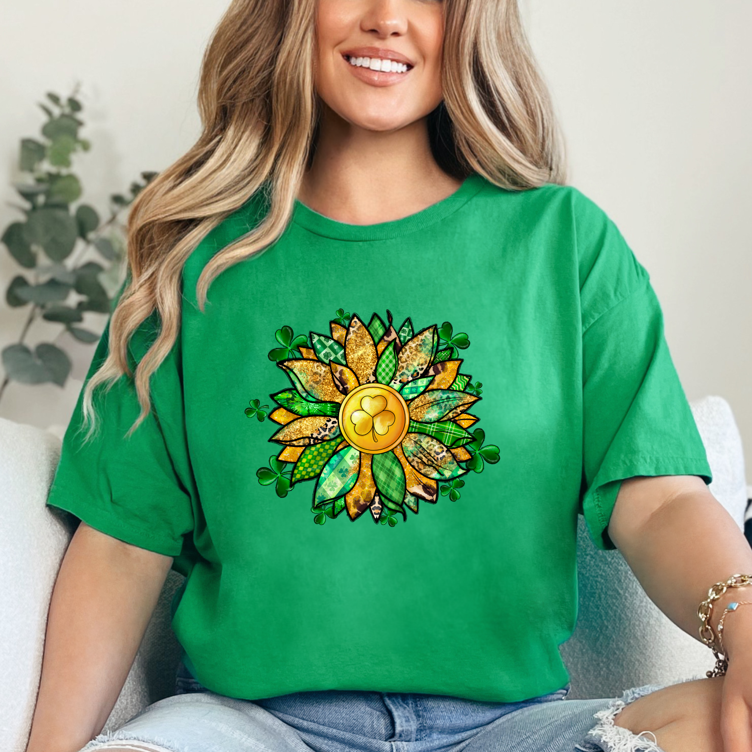Lucky Shamrock Sunflower Shirt - St. Patrick's Day Gift