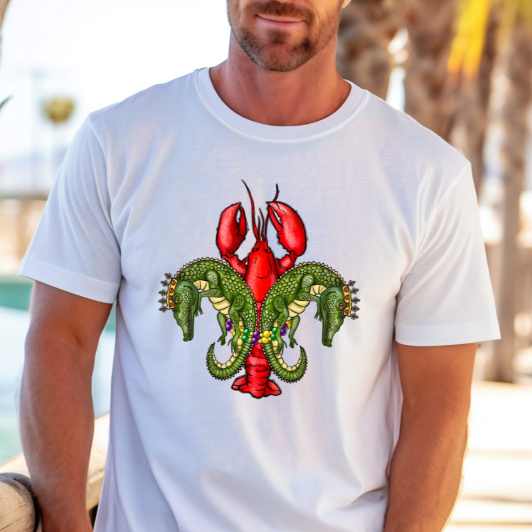 Crawfish and Crocodile Mardi Gras Carnival Shirt - Mardi Gras Gift