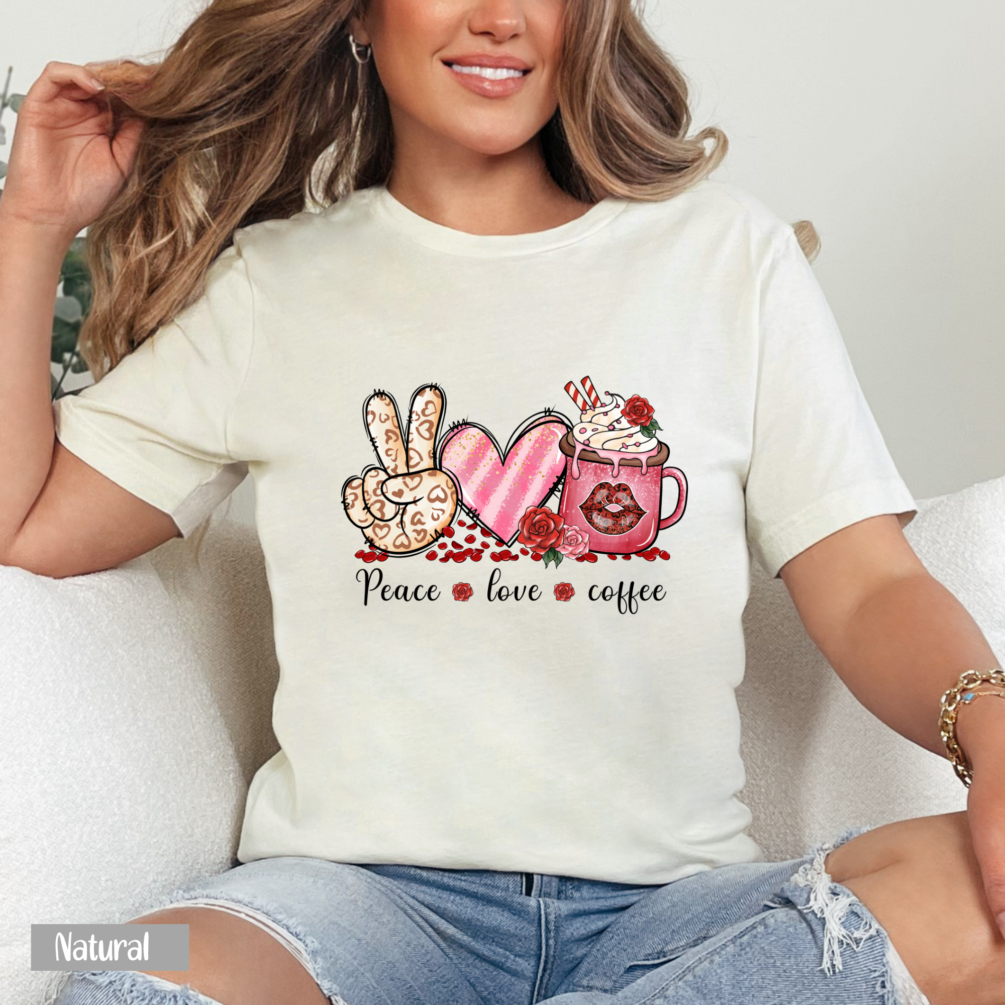 Peace Love Coffee Shirt - Valentines Day Sweatshirt