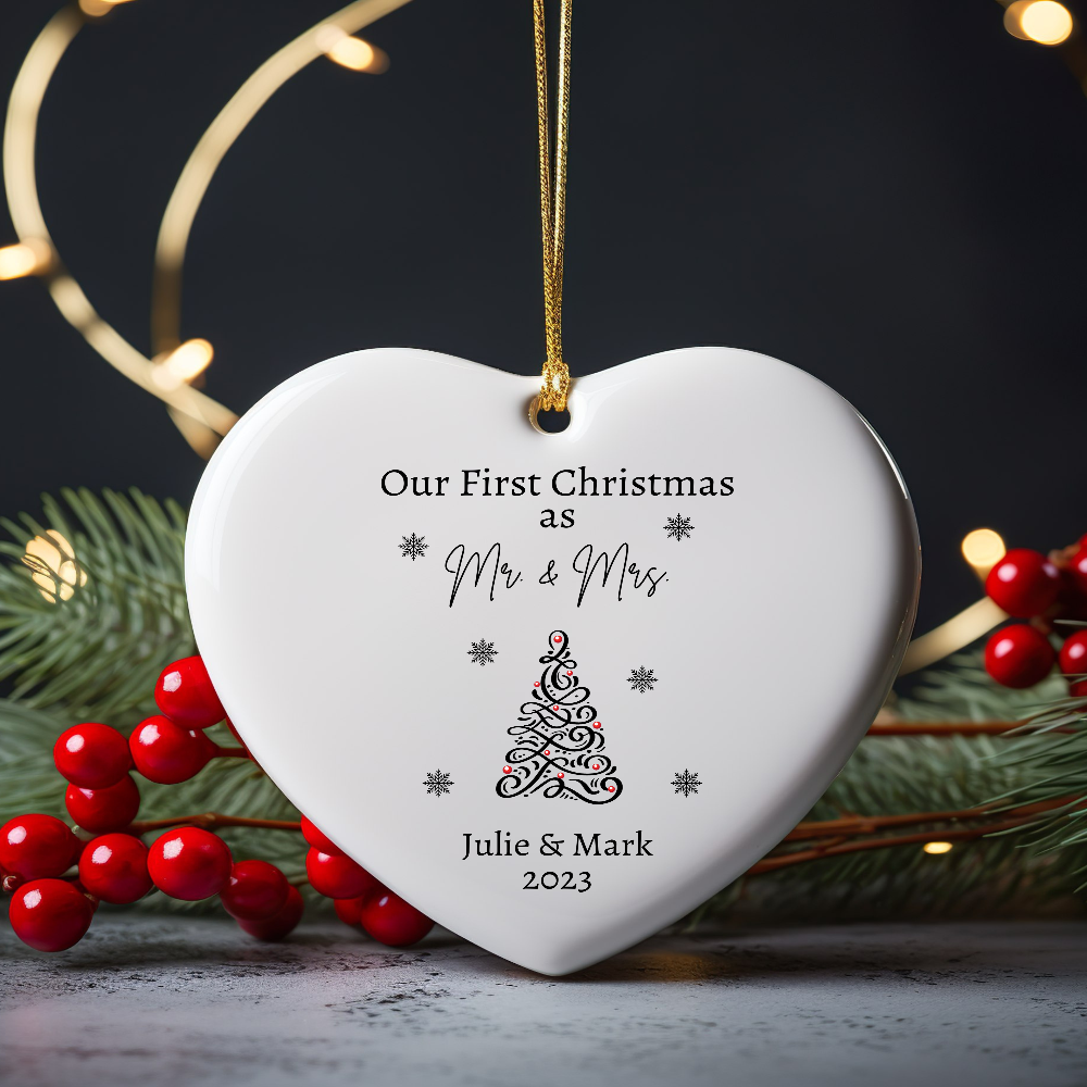 Our First Christmas Married Ornament - Mr And Mrs Ornaments Just Married Christmas Ornament 1st Christmas Married Ornament