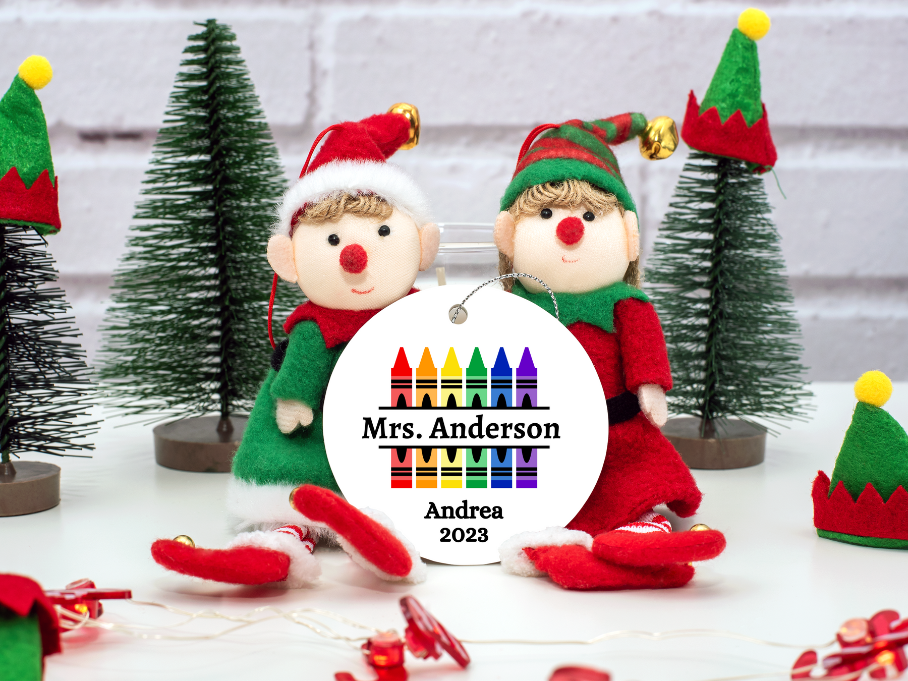 Personalized Teacher Crayon Christmas Ornament With Name - Teachers Appreciation Gift