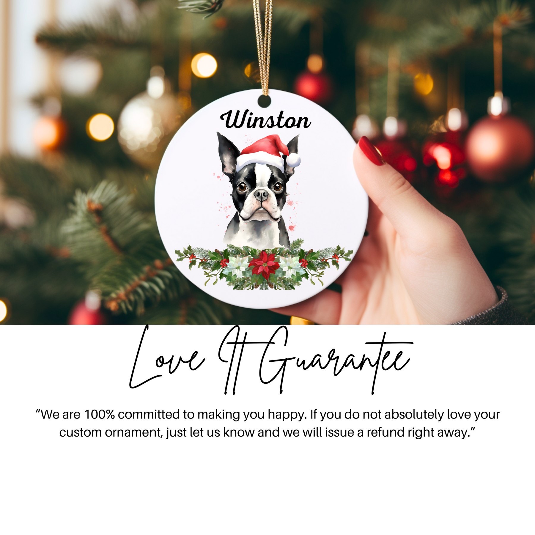 Personalized Dog Breed Ornament With Name - Dog Lover Gift