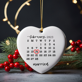 Married Calendar Anniversary Ornament - Wedding Gift Our First Christmas