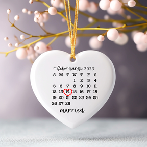 Married Calendar Anniversary Ornament - Wedding Gift Our First Christmas