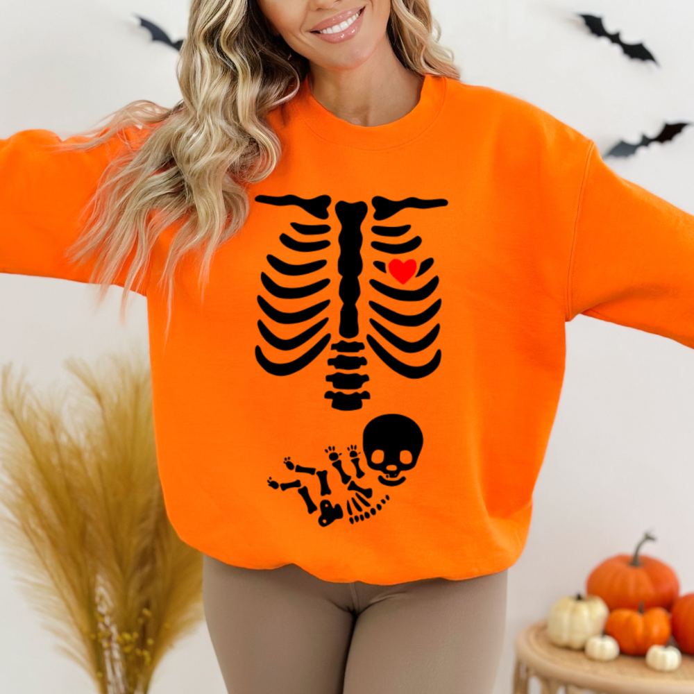 Skeleton Halloween Maternity Sweatshirt Costume For New Mom