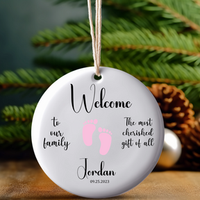 Welcome Baby's 1st Christmas Ornament - Personalized Pink Or Blue Keepsake