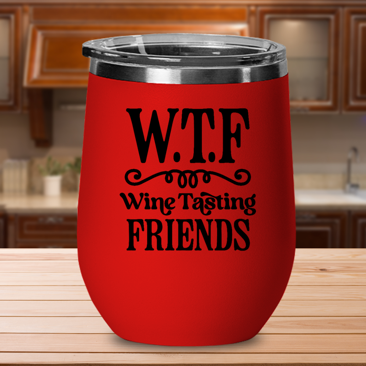 W.T.F Wine Tasting Friends - 12oz Stainless Steel Insulated Wine Tumbler