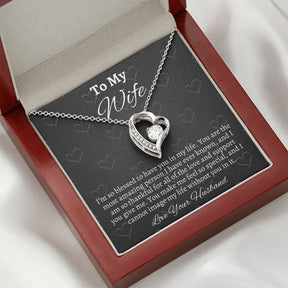 To My Wife Solitaire Heart Necklace - Gift From Husband