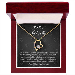 To My Wife Solitaire Heart Necklace - Gift From Husband