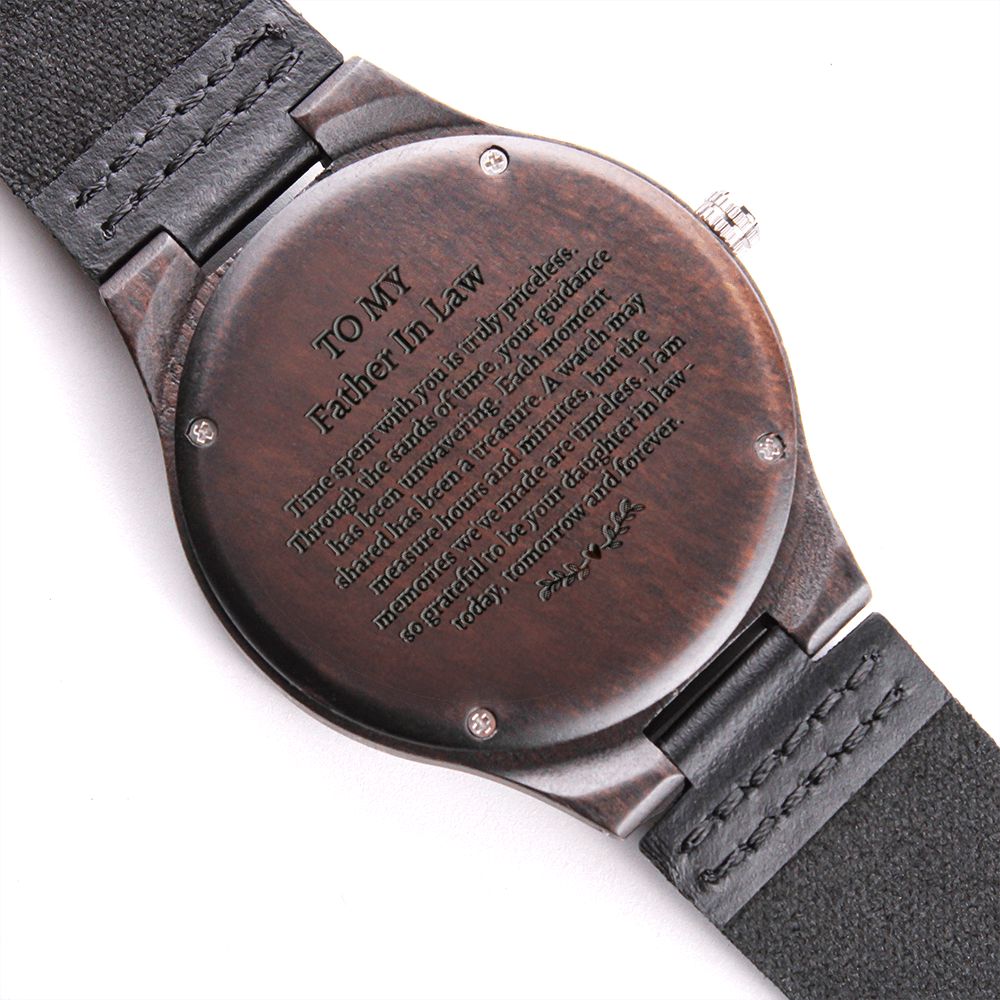 Engraved Wooden Watch Gift For Father In Law From Bride