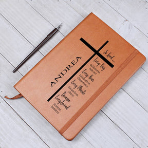 Leather Monogrammed Journal with Cross - Custom Journal Gift