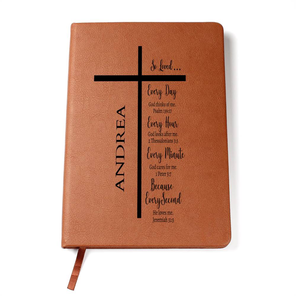 Leather Monogrammed Journal with Cross - Custom Journal Gift
