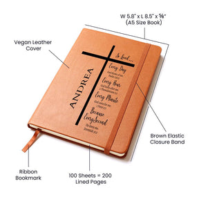 Leather Monogrammed Journal with Cross - Custom Journal Gift