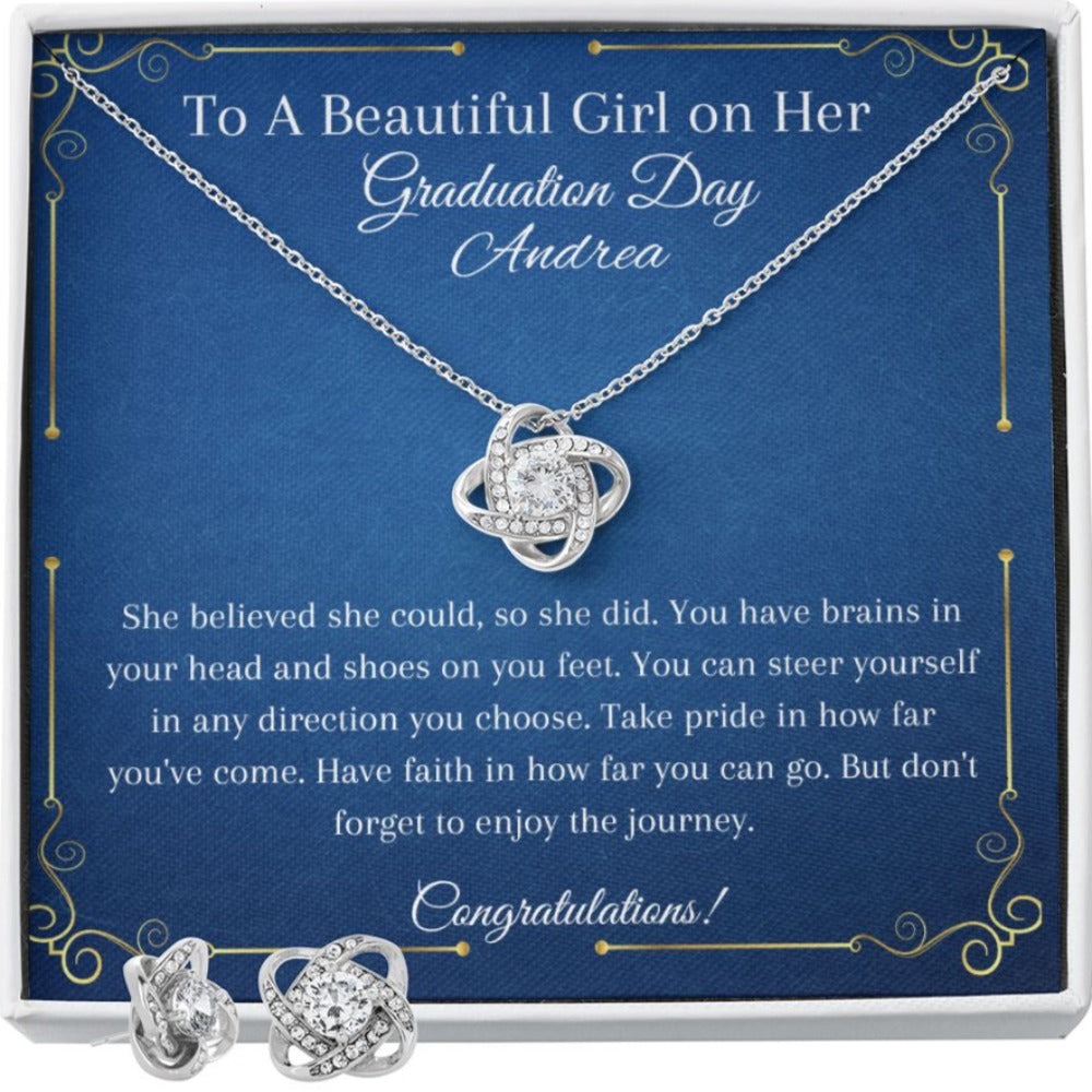Personalized Love Knot Earrings & Necklace Set