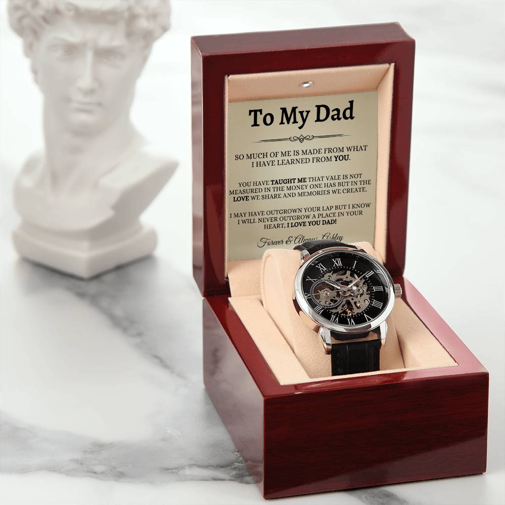 Dad Gift Custom Watch Gift For Dad Christmas Gift Watch For Men With Watch Box For Men Skeleton Watch For Fathers Day Gift From Daughter Gift