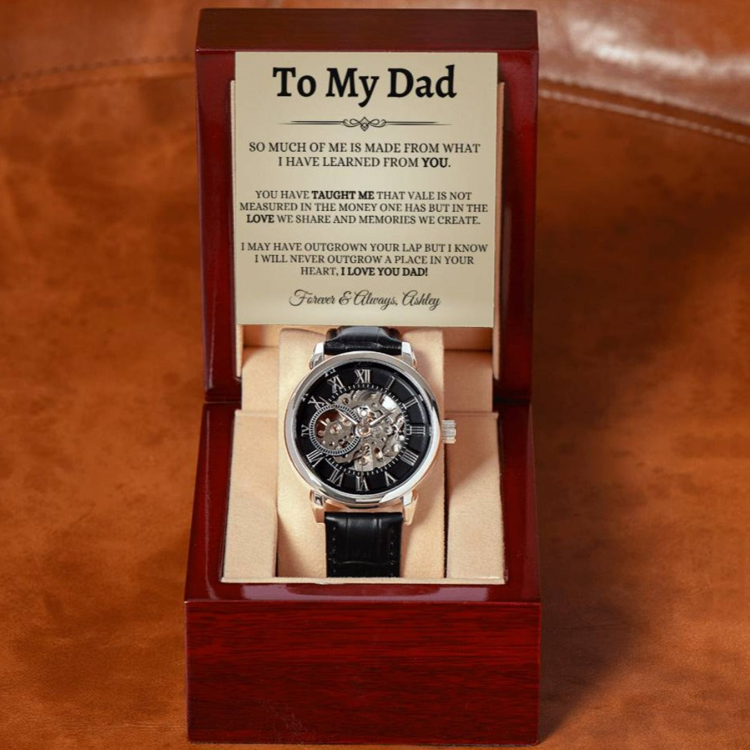 Dad Gift Custom Watch Gift For Dad Christmas Gift Watch For Men With Watch Box For Men Skeleton Watch For Fathers Day Gift From Daughter Gift