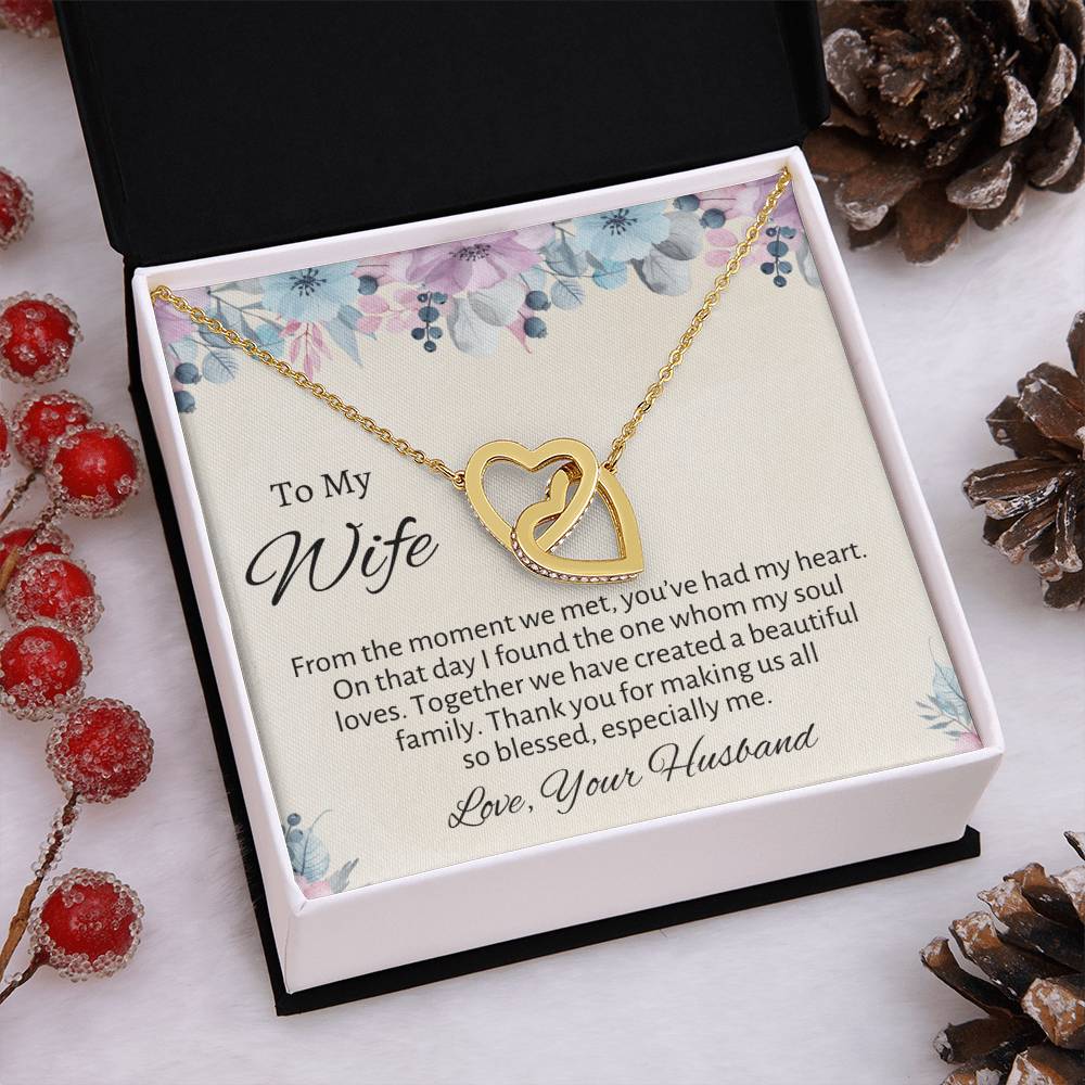 To My Wife Connecting Hearts Necklace - Gift From Husband