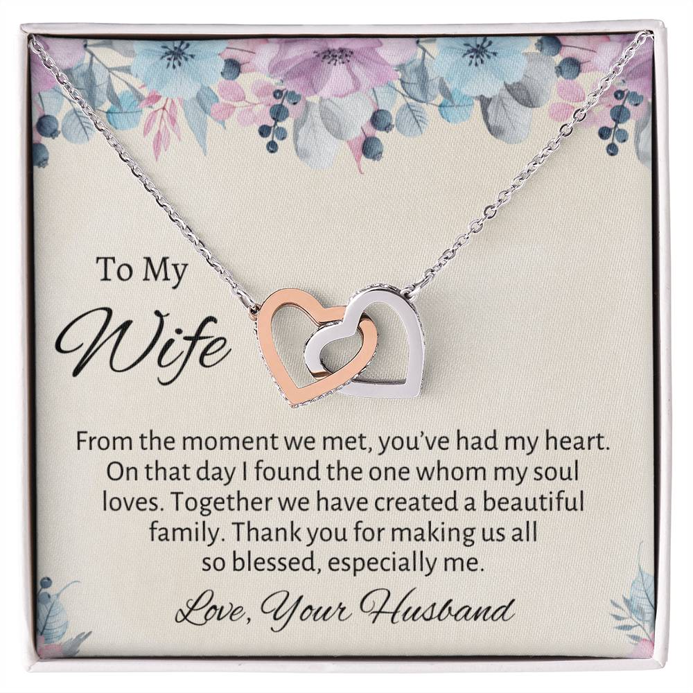 To My Wife Connecting Hearts Necklace - Gift From Husband