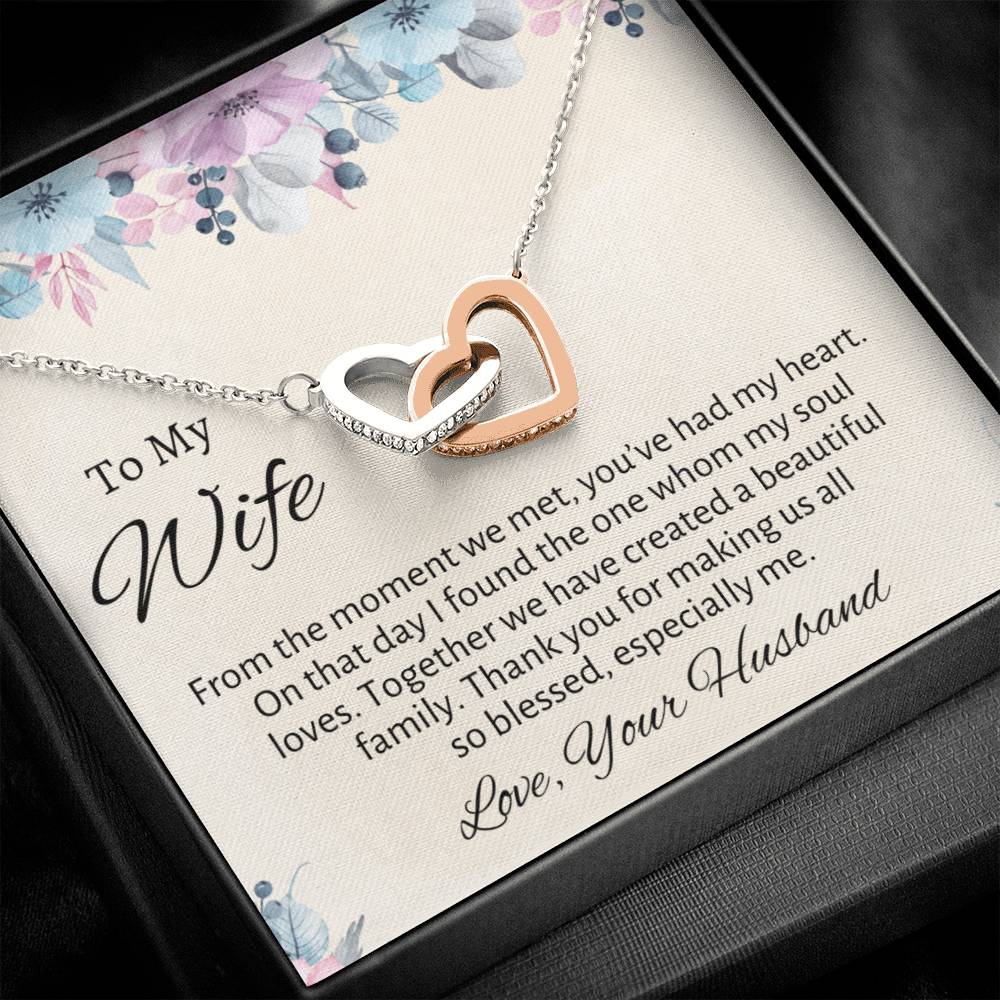 To My Wife Connecting Hearts Necklace - Gift From Husband