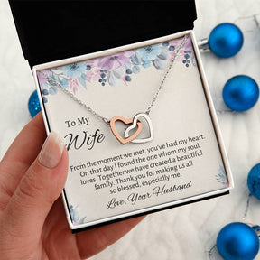 To My Wife Connecting Hearts Necklace - Gift From Husband