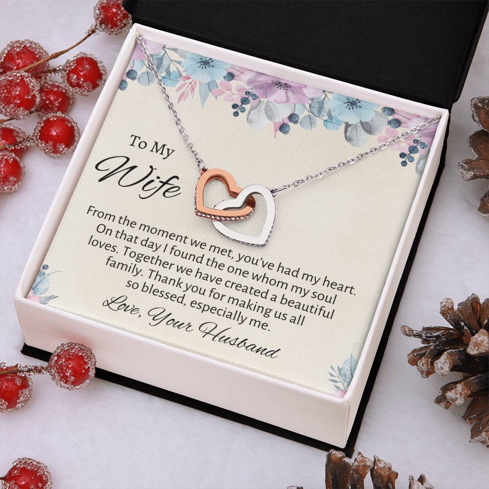 To My Wife Connecting Hearts Necklace - Gift From Husband