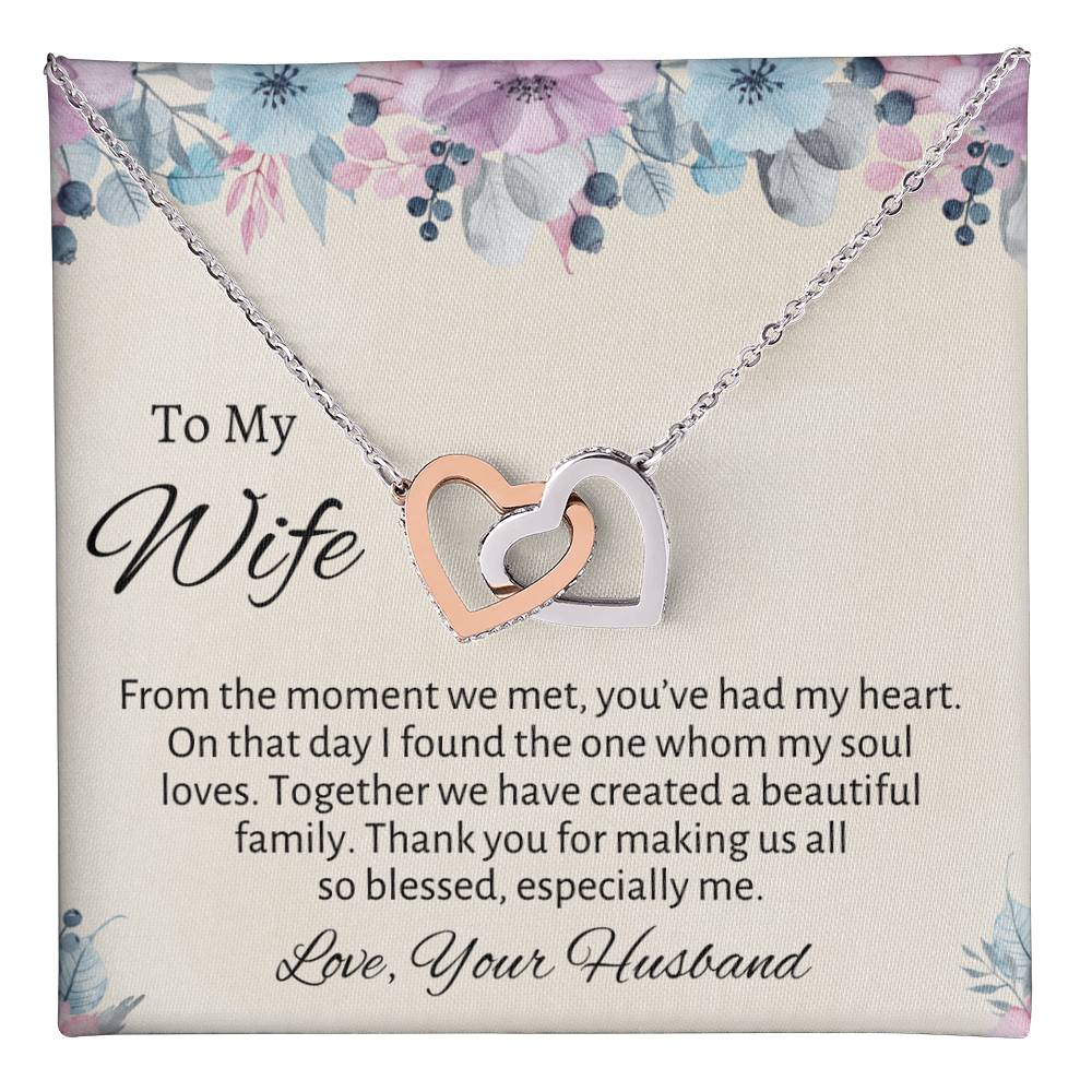 To My Wife Connecting Hearts Necklace - Gift From Husband