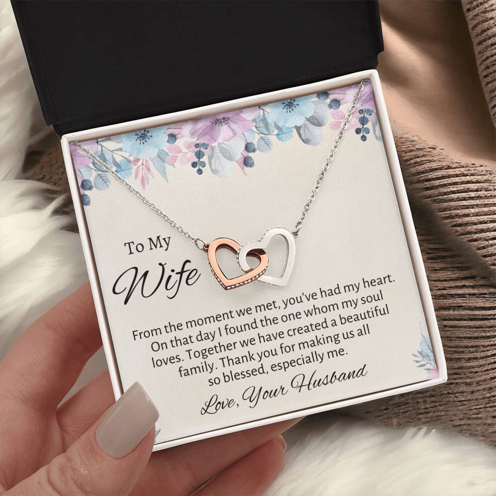 To My Wife Connecting Hearts Necklace - Gift From Husband