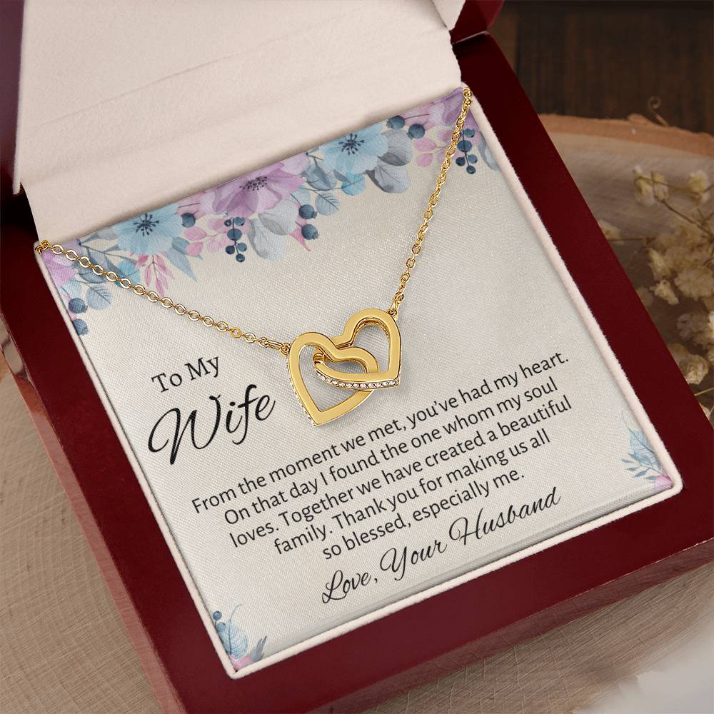 To My Wife Connecting Hearts Necklace - Gift From Husband