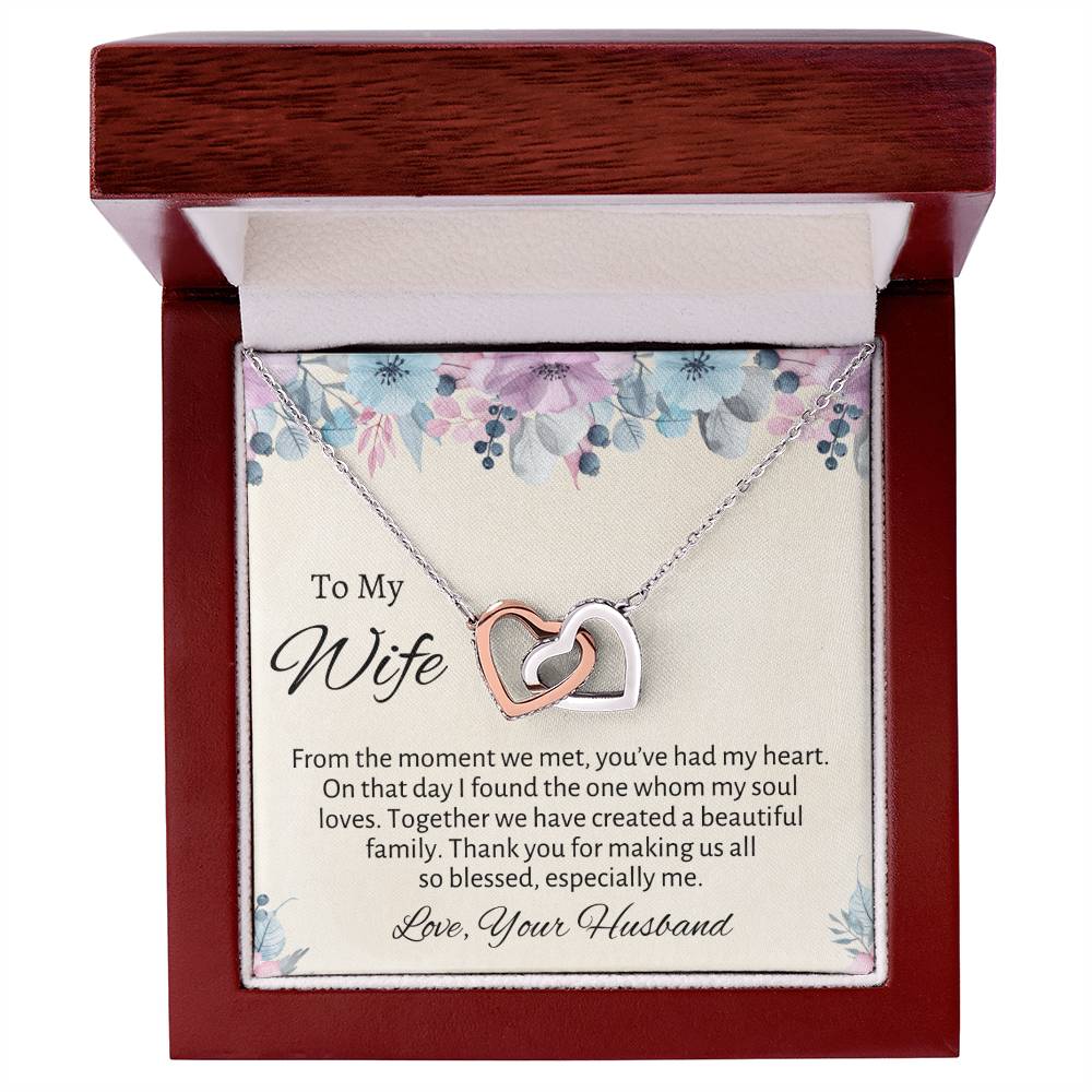 To My Wife Connecting Hearts Necklace - Gift From Husband