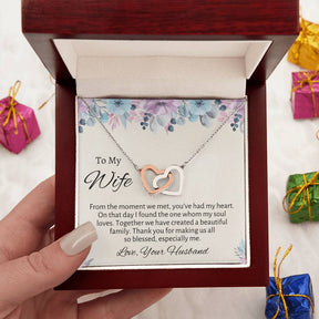 To My Wife Connecting Hearts Necklace - Gift From Husband