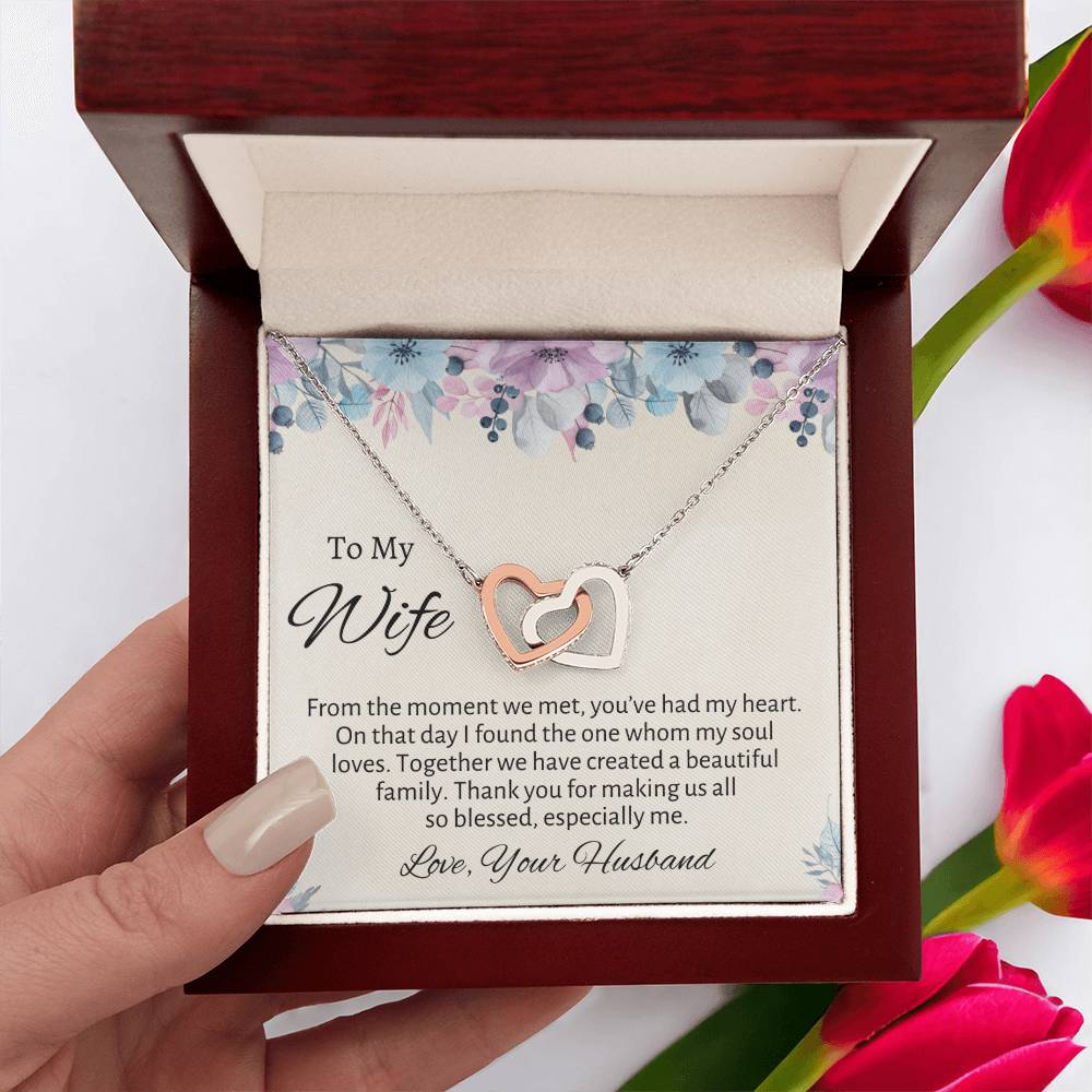 To My Wife Connecting Hearts Necklace - Gift From Husband