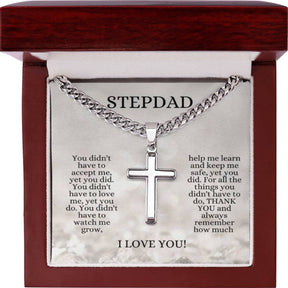 Cuban Link Chain with Cross Pendant - Step Dad/Bonus Dad Gift