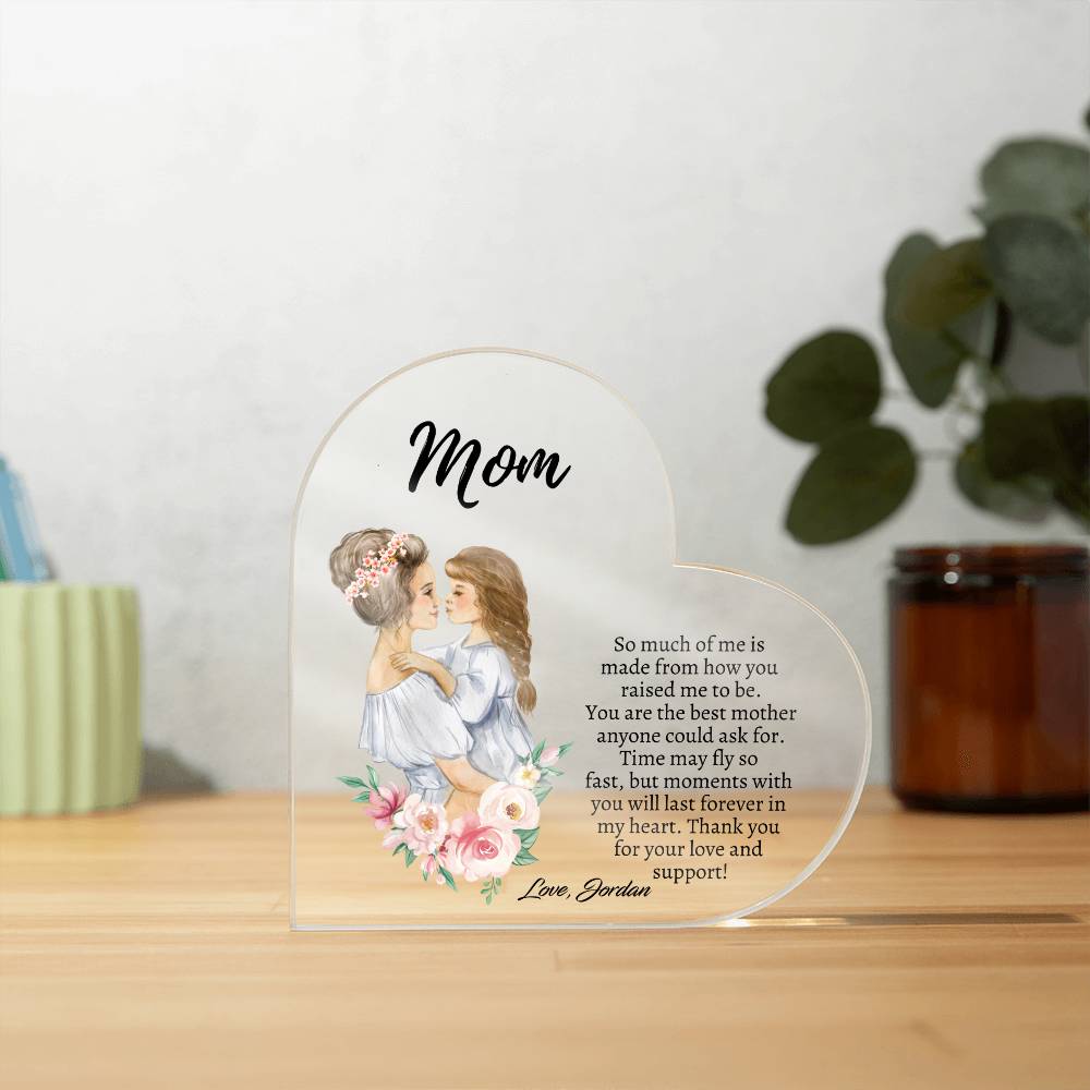 Forever In My Heart: Heart Shaped Acrylic Plaque For Mom