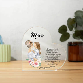 Forever In My Heart: Heart Shaped Acrylic Plaque For Mom