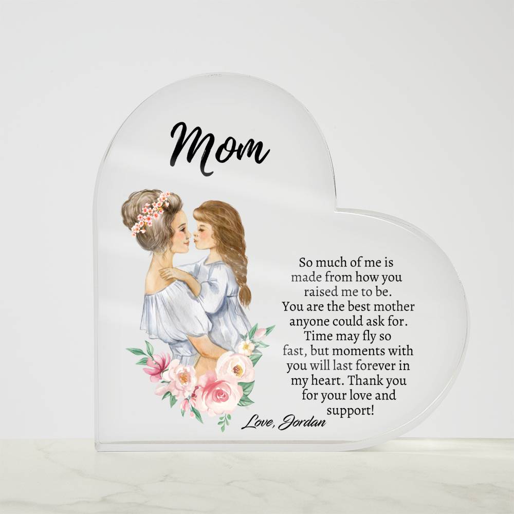 Forever In My Heart: Heart Shaped Acrylic Plaque For Mom