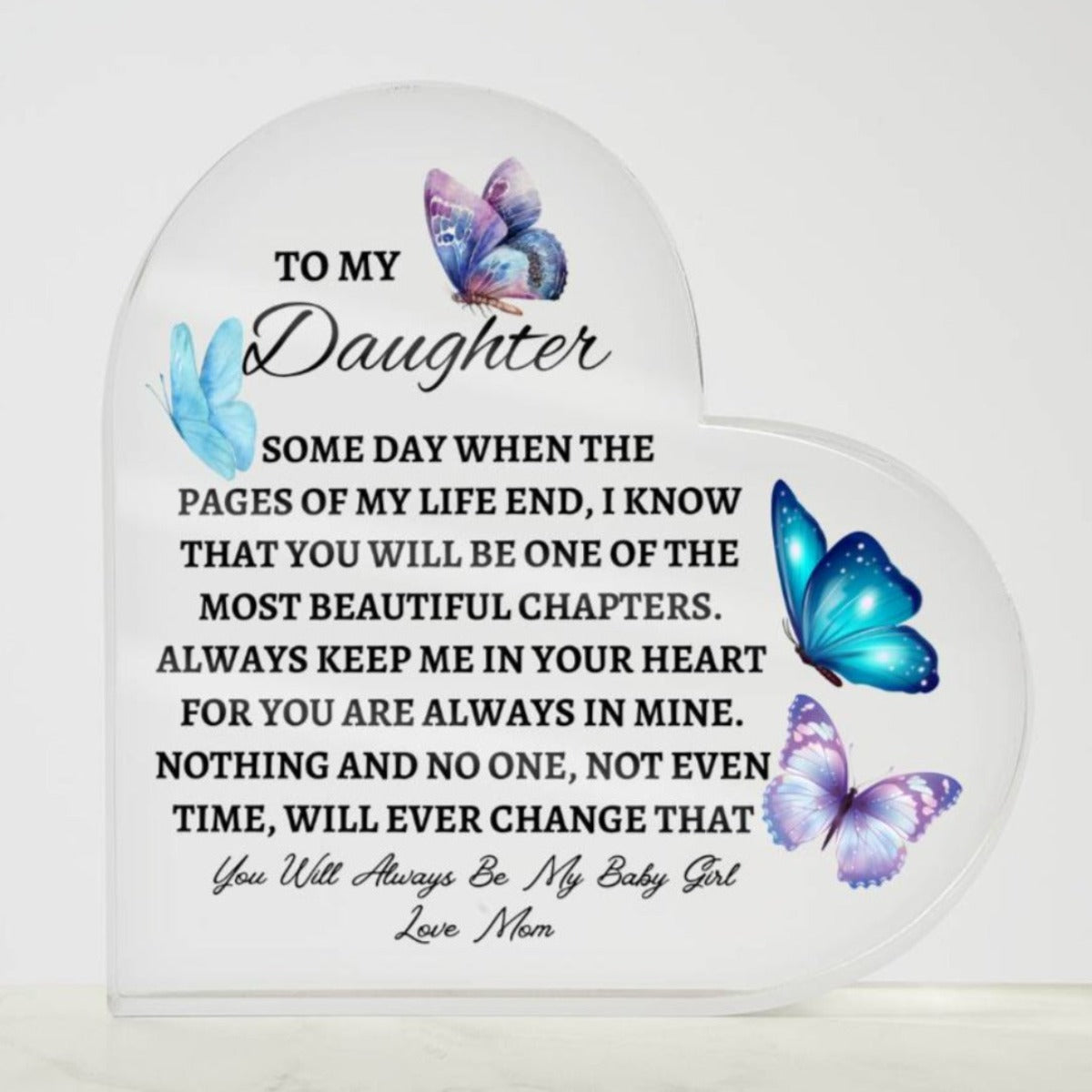 Forever in My Heart: Heart-Shaped Acrylic Plaques for Daughters