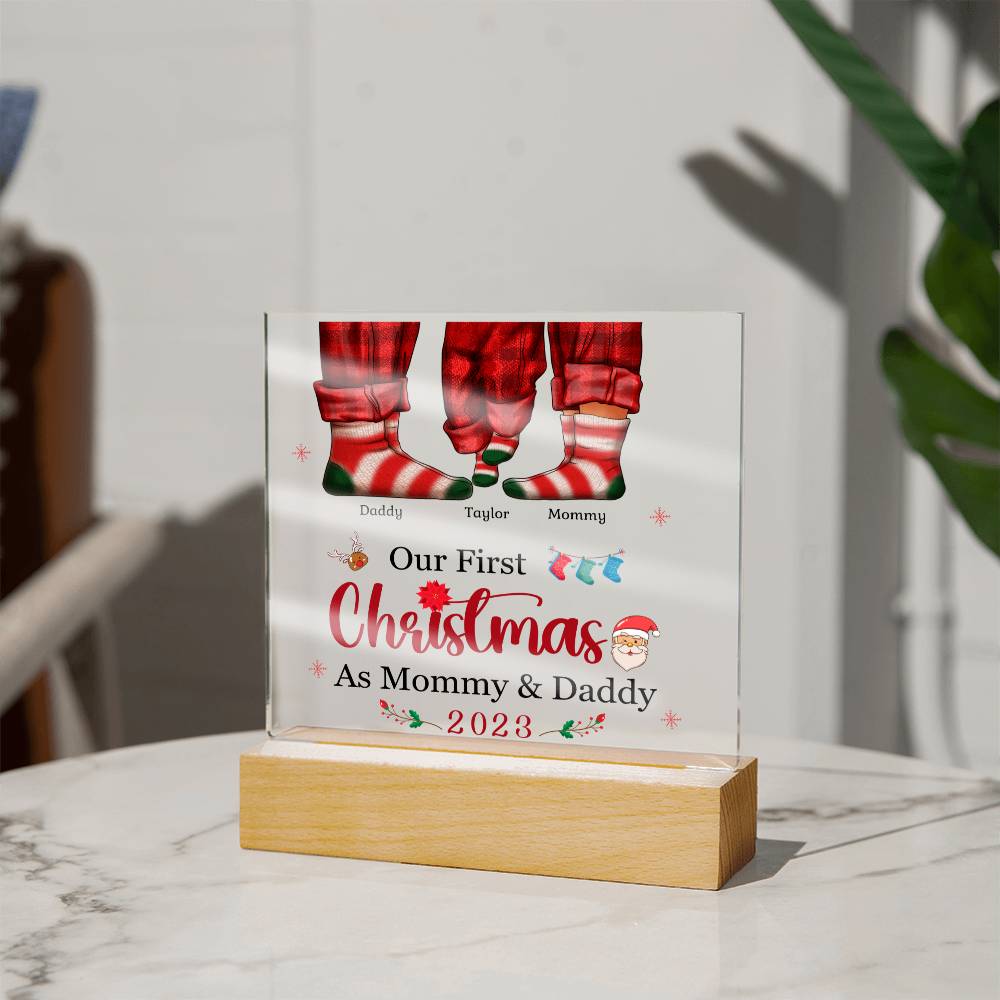 Our First Christmas as Mommy and Daddy: Celebrate the Love Acrylic LED Plaque