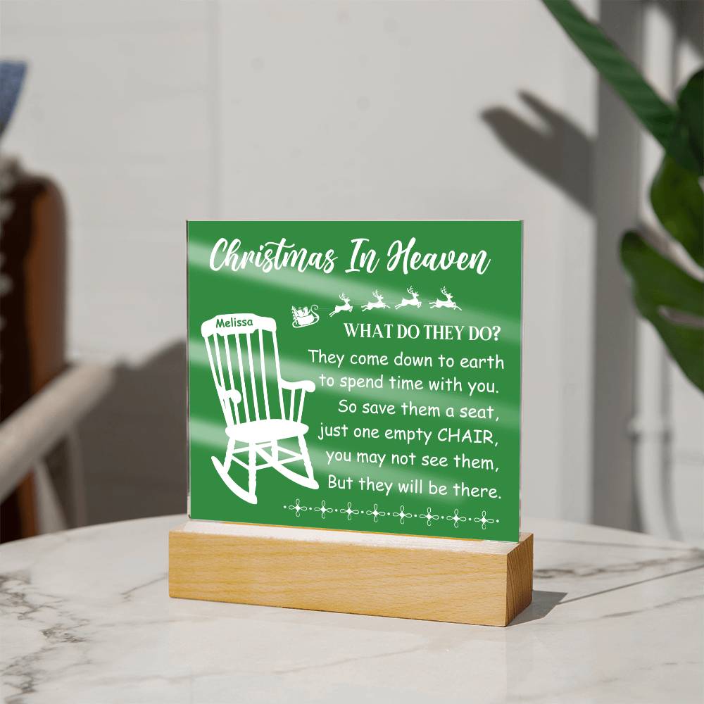 An Empty Chair, A Full Heart: Christmas in Heaven Memorial LED Acrylic Plaques