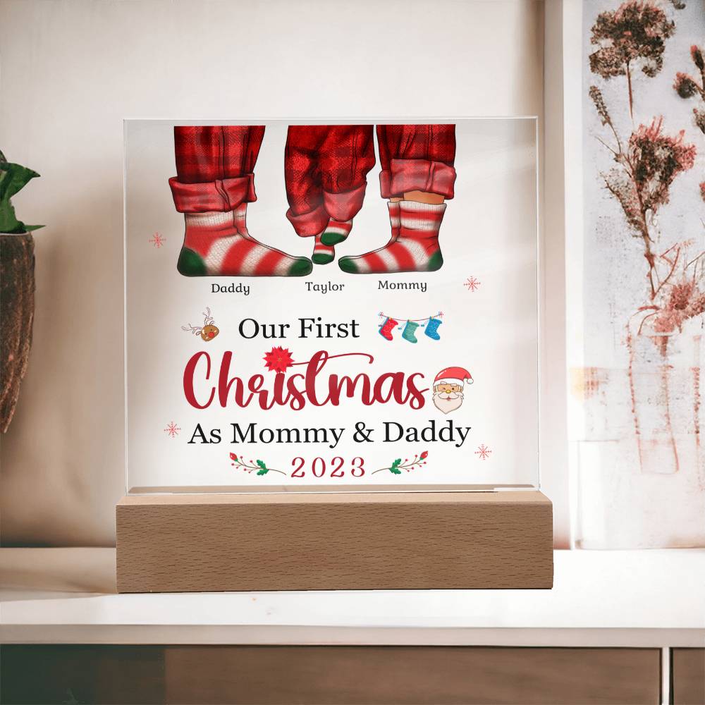 Our First Christmas as Mommy and Daddy: Celebrate the Love Acrylic LED Plaque