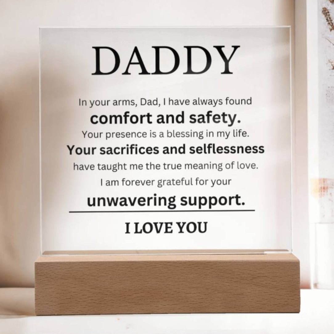 Gratitude in Acrylic: Unique Gifts for Daddy LED Plaque