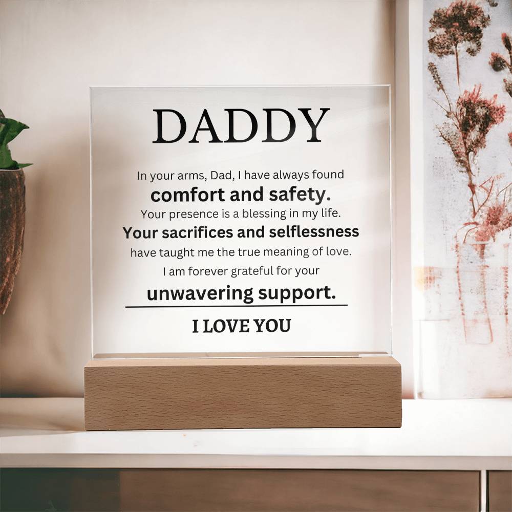 Gratitude in Acrylic: Unique Gifts for Daddy LED Plaque