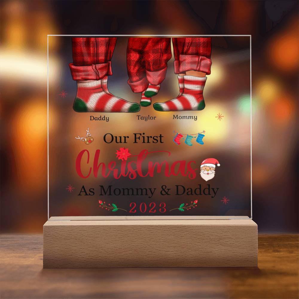 Our First Christmas as Mommy and Daddy: Celebrate the Love Acrylic LED Plaque