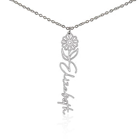 Birth Flower Name Necklace: Gift For Her