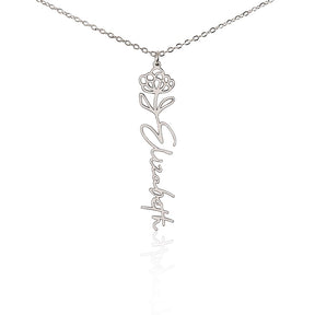 Birth Flower Name Necklace: Gift For Her