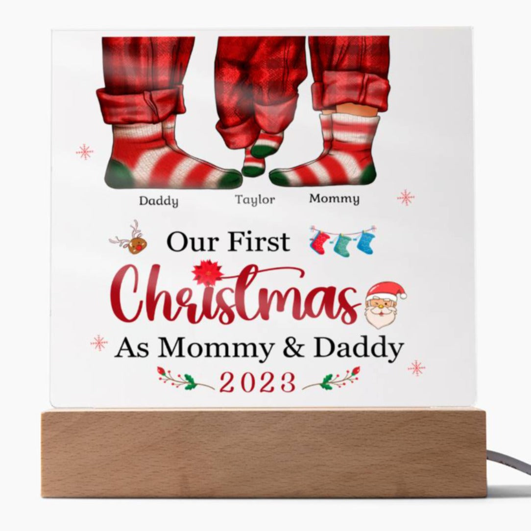 Our First Christmas as Mommy and Daddy: Celebrate the Love Acrylic LED Plaque