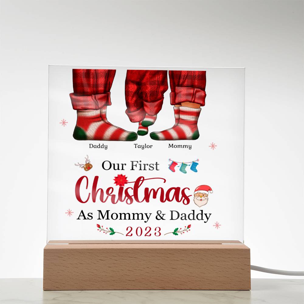 Our First Christmas as Mommy and Daddy: Celebrate the Love Acrylic LED Plaque