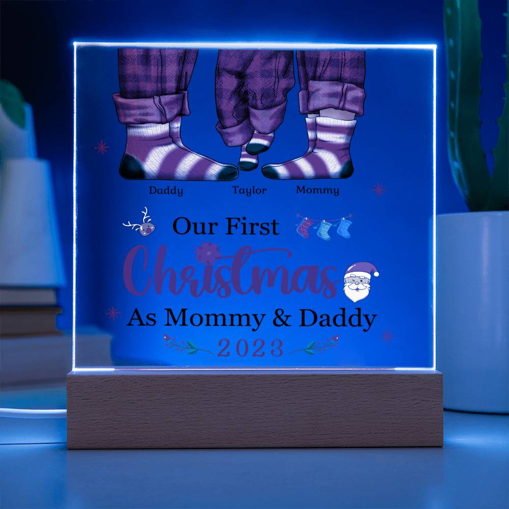 Our First Christmas as Mommy and Daddy: Celebrate the Love Acrylic LED Plaque